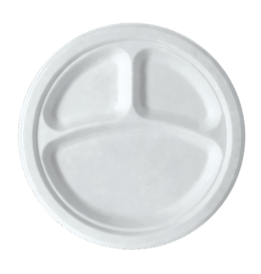 Sugarcane Plate 10" round - 3 Compartment - 1 Carton (500pcs)