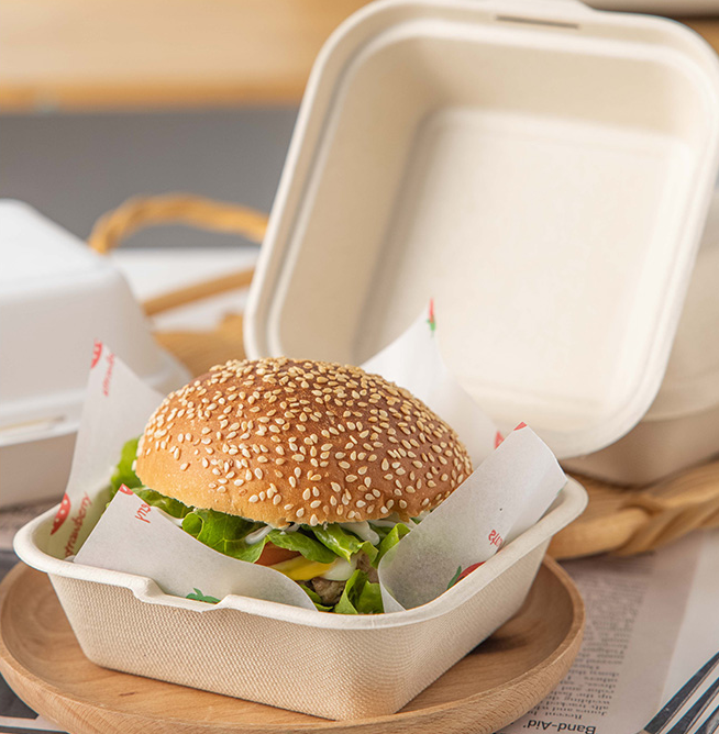Sugarcane Burger Box 6” - 1 Carton (200pcs)