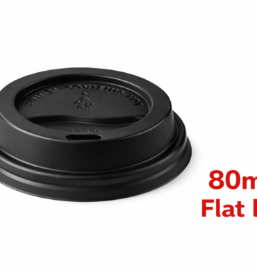 80mm Flat Lids for 8oz Coffee cups (BLACK) - 1000pcs