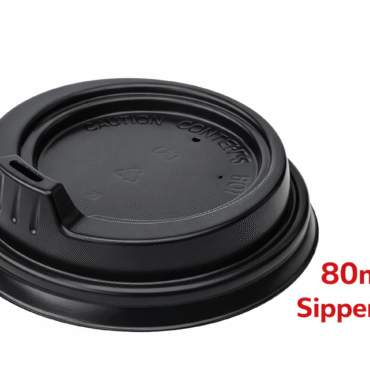 80mm Sipper Lids for 8oz Coffee cups (BLACK) - 1000pcs