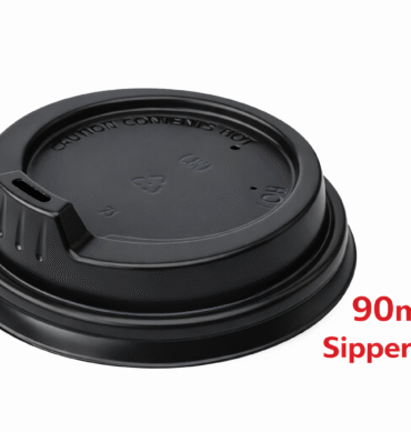 90mm Sipper Lids for 8oz/12oz/16oz Coffee cups (BLACK) - 1000pcs