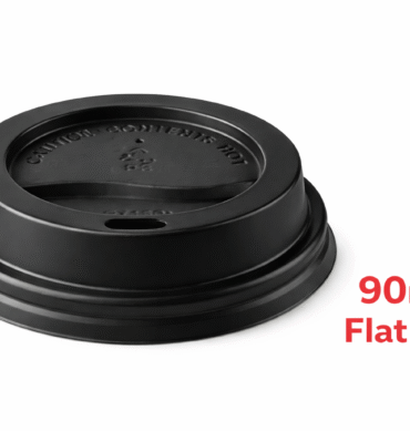 90mm Flat Lids for 8oz/12oz/16oz Coffee cups (BLACK) - 1000pcs