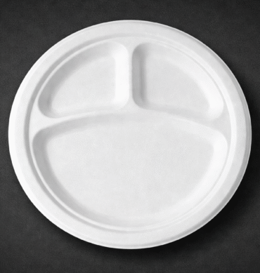 Sugarcane Plate 10" round - 3 Compartment - 1 Carton (500pcs)