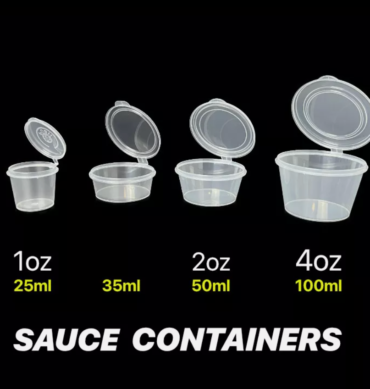 Sauce Containers with Hinged Lid 4oz -  1 Pack (100pcs)